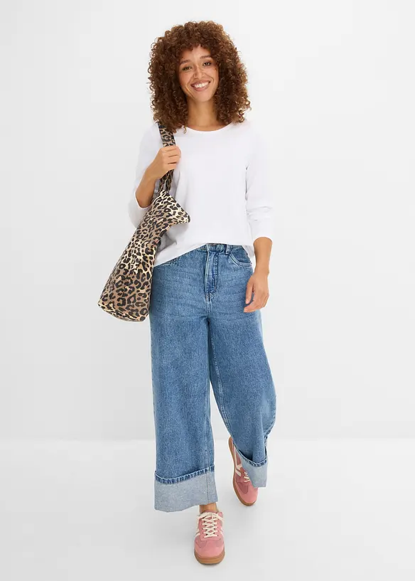 L&aring;ng&auml;rmad topp i ekologisk bomull (3-pack), bonprix