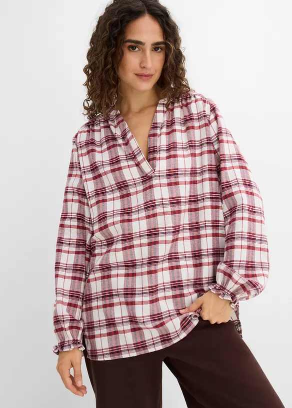 Blustunika av bomullsflanell, bonprix