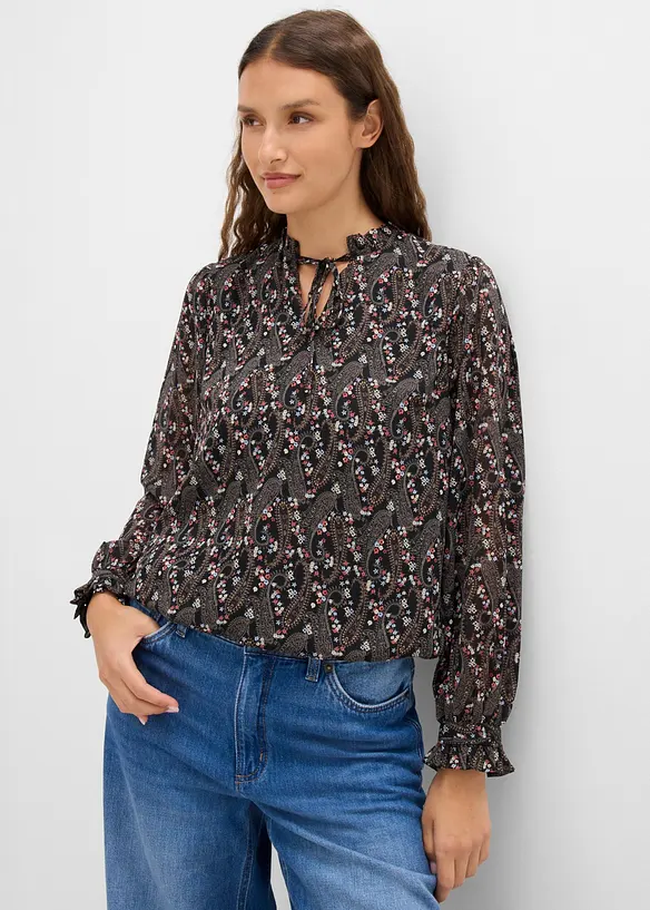 Blus av l&auml;tt chiffong, bonprix
