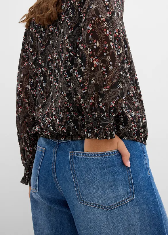 Blus av l&auml;tt chiffong, bonprix