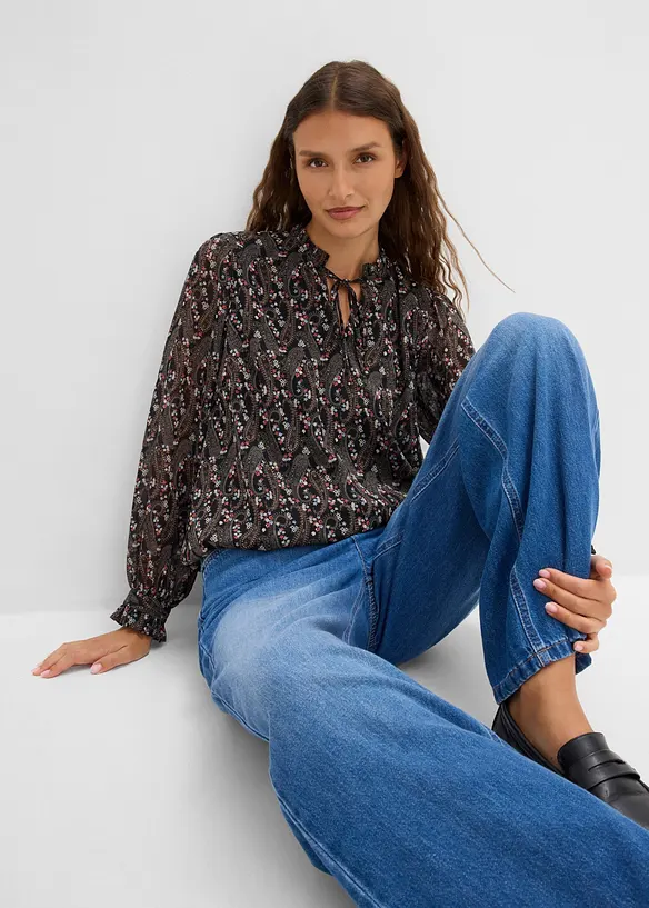 Blus av l&auml;tt chiffong, bonprix