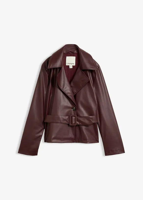 Kort trenchcoat i skinnimitation, bonprix