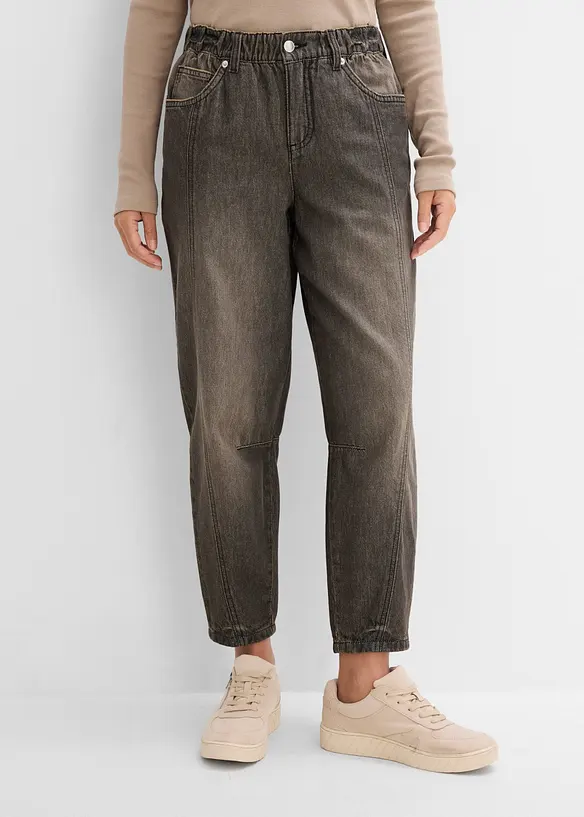 Barrel Jeans Mid Waist, med bekv&auml;m midja, bonprix
