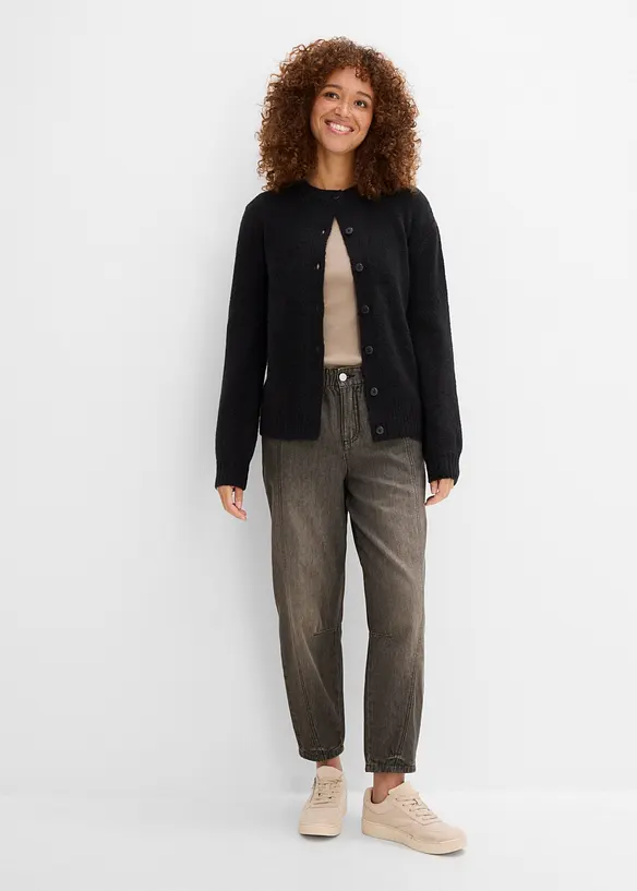 Barrel Jeans Mid Waist, med bekv&auml;m midja, bonprix