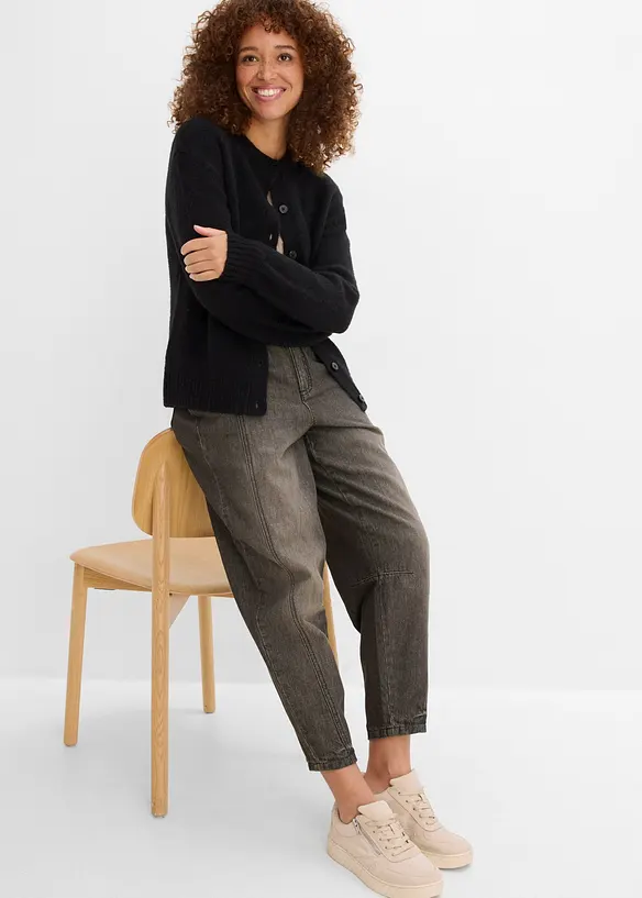 Barrel Jeans Mid Waist, med bekv&auml;m midja, bonprix