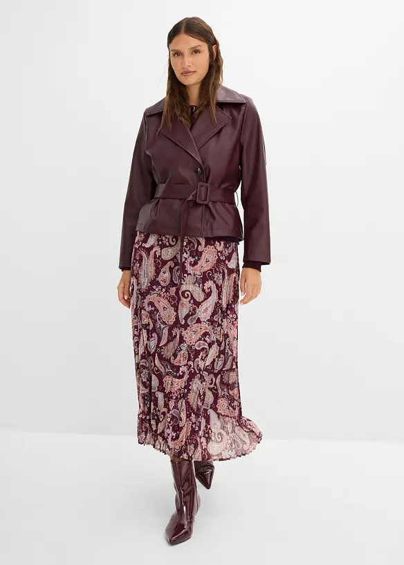 Kort trenchcoat i skinnimitation, bonprix