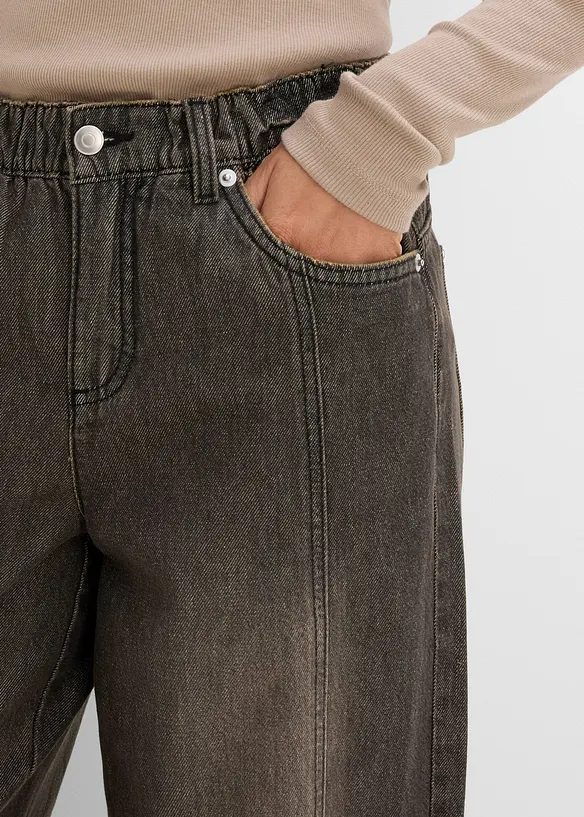 Barrel Jeans Mid Waist, med bekv&auml;m midja, bonprix