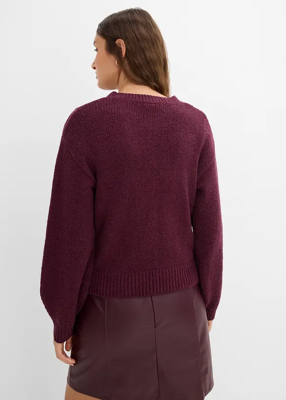 Grovstickad cardigan med knappsl&aring;, bonprix