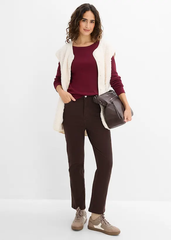Twillbyxa i kort bootcut-modell av bomullsmix, bonprix