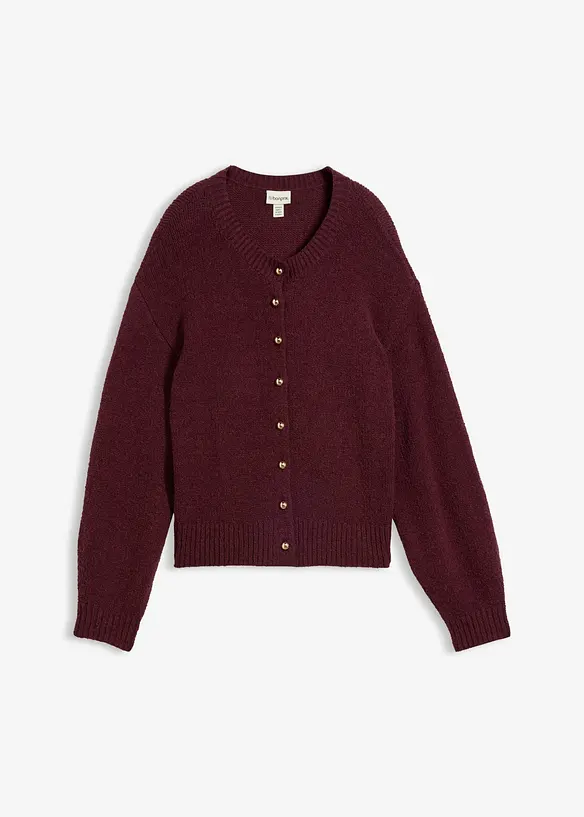 Grovstickad cardigan med knappsl&aring;, bonprix