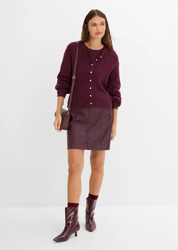 Grovstickad cardigan med knappsl&aring;, bonprix