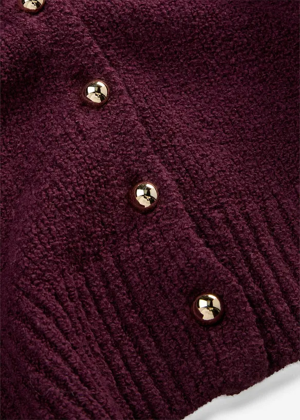 Grovstickad cardigan med knappsl&aring;, bonprix