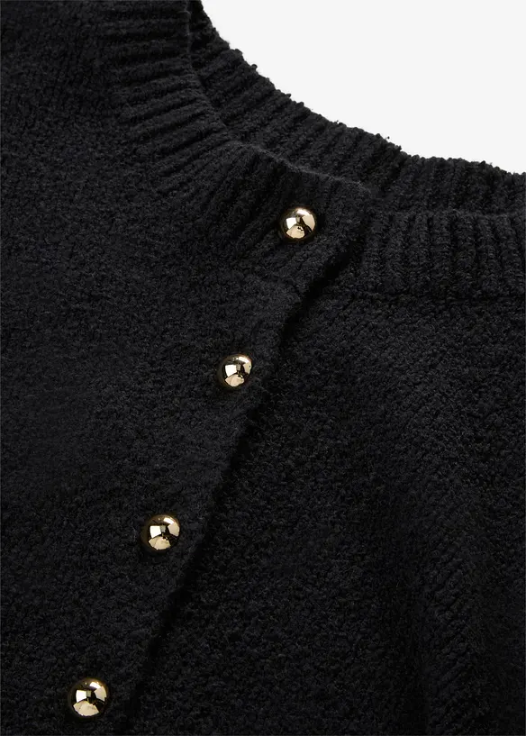 Grovstickad cardigan med knappsl&aring;, bonprix