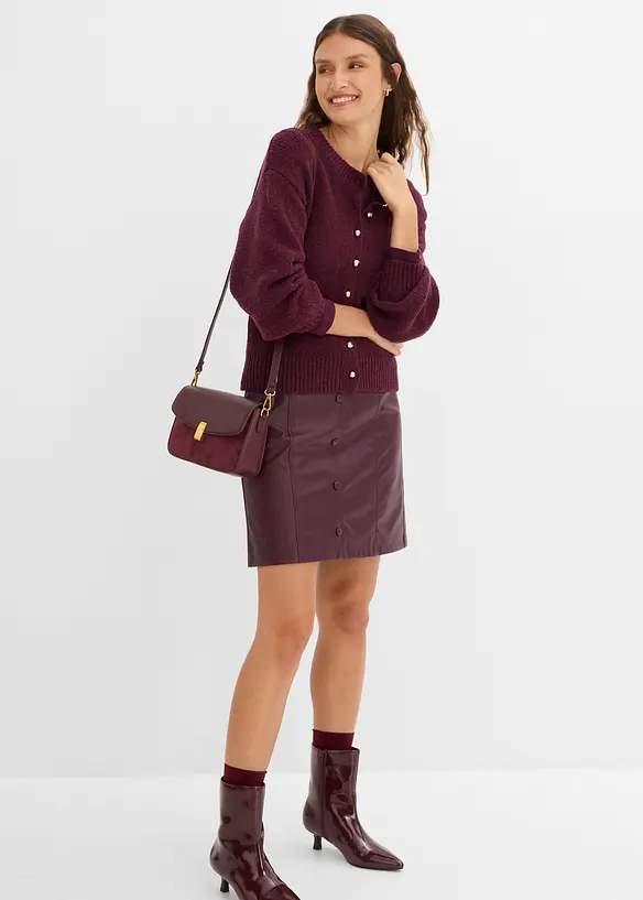 Grovstickad cardigan med knappsl&aring;, bonprix