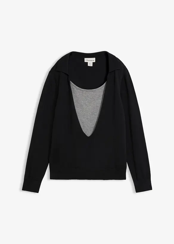 Finstickad tr&ouml;ja i lager p&aring; lager-stil av viskosmix, bonprix