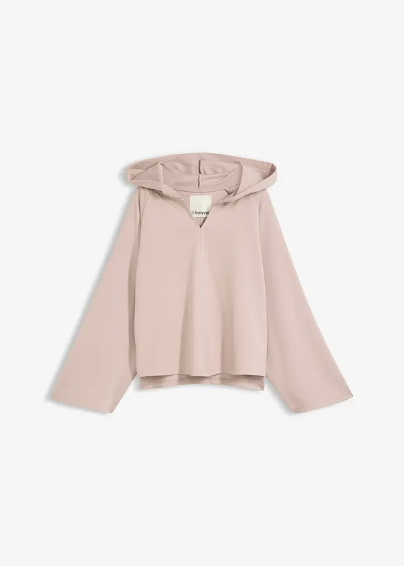 L&aring;ng&auml;rmad topp med huva, bonprix