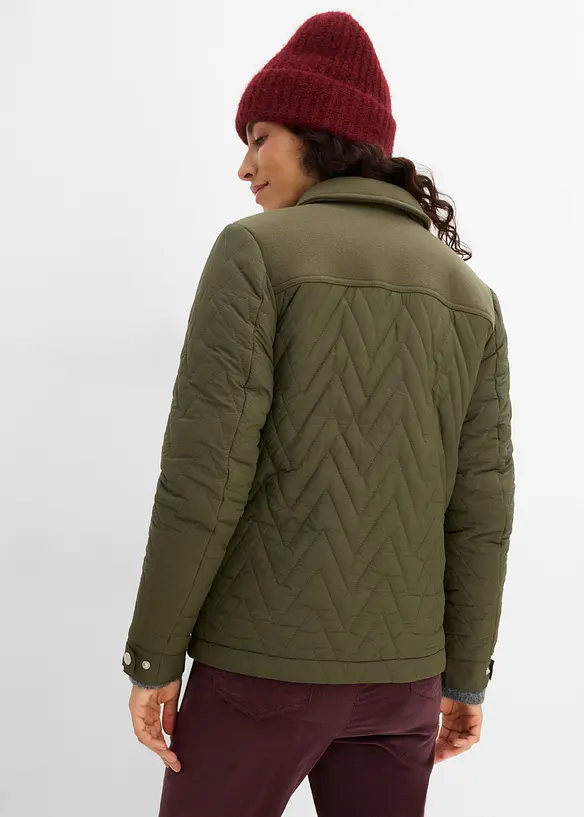 Quiltad jacka i materialmix med yllelook, bonprix