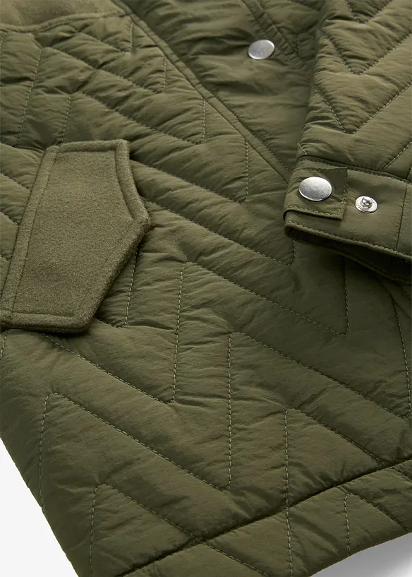 Quiltad jacka i materialmix med yllelook, bonprix