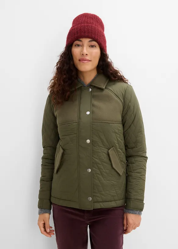Quiltad jacka i materialmix med yllelook, bonprix
