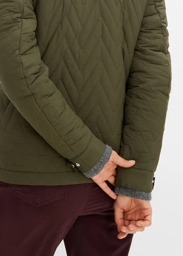 Quiltad jacka i materialmix med yllelook, bonprix