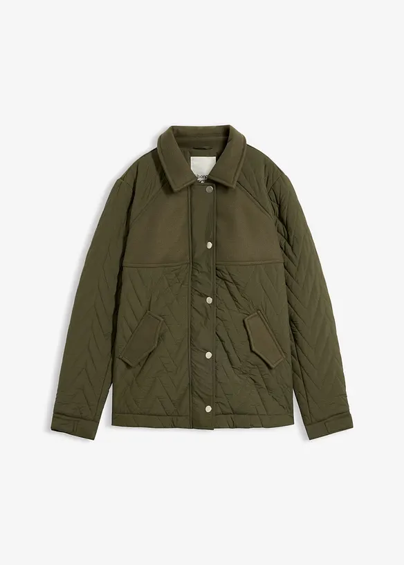 Quiltad jacka i materialmix med yllelook, bonprix