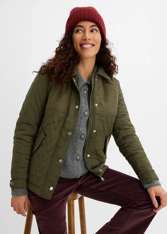 Quiltad jacka i materialmix med yllelook, bonprix