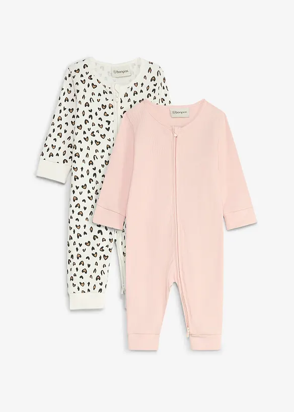 Pyjamasoverall i ekologisk bomull (2-pack), bonprix