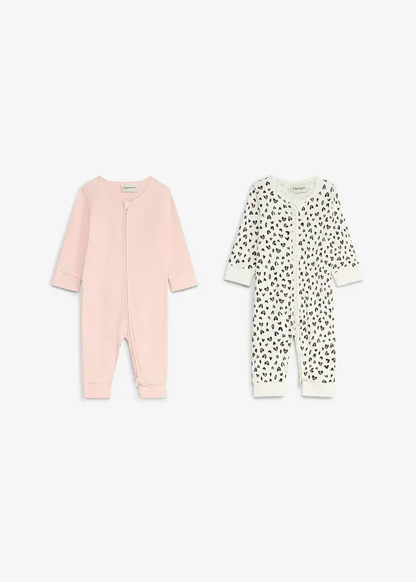 Pyjamasoverall i ekologisk bomull (2-pack), bonprix