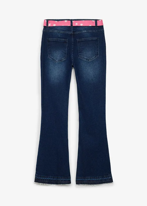 Flared Jeans Mid Waist, med knytsk&auml;rp (2 delar), bonprix