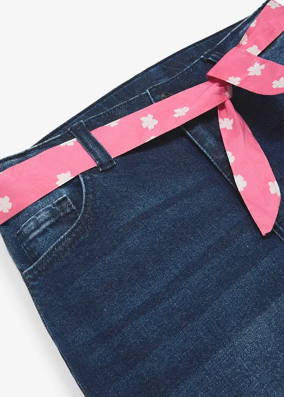 Flared Jeans Mid Waist, med knytsk&auml;rp (2 delar), bonprix