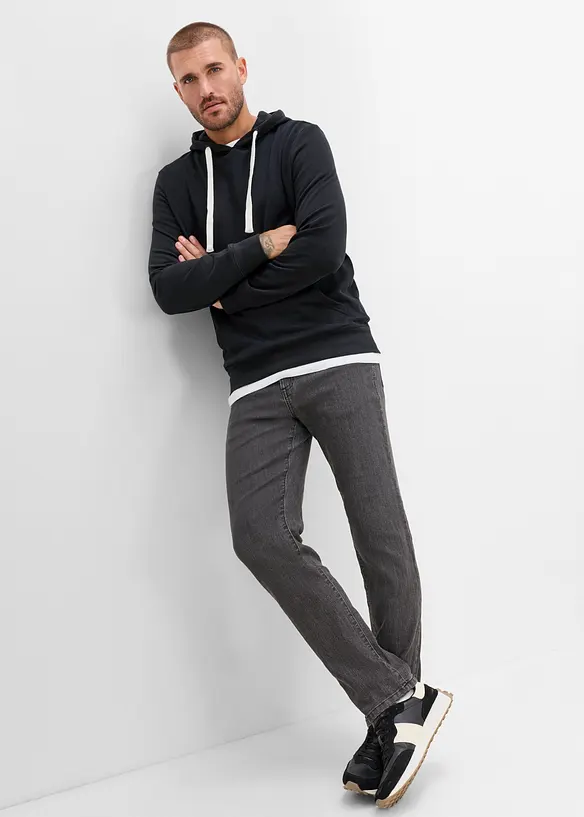 Sweatshirt med huva i ren bomull, bonprix