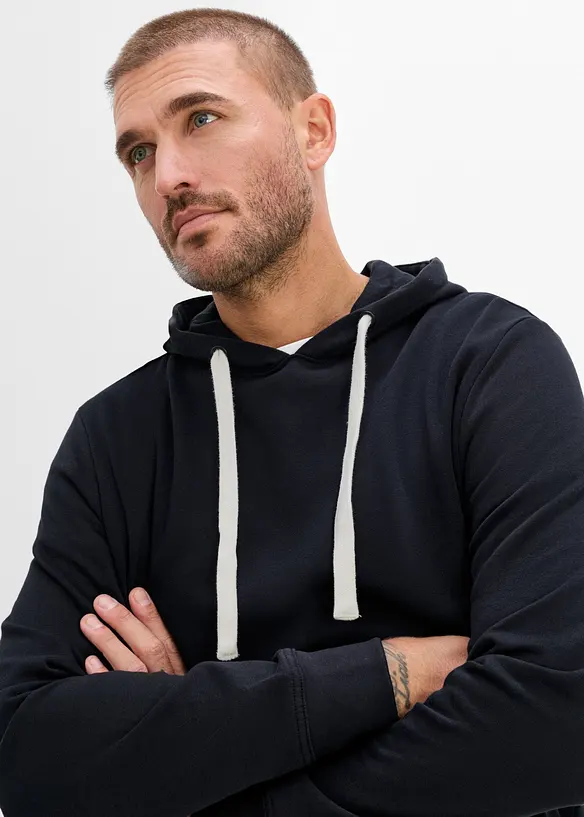 Sweatshirt med huva i ren bomull, bonprix