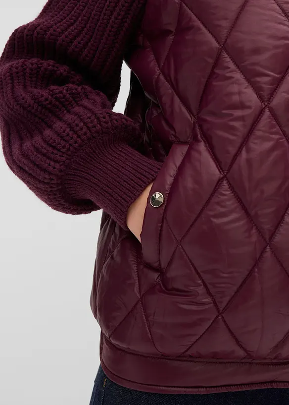 Quiltad jacka med stickade &auml;rmar, bonprix
