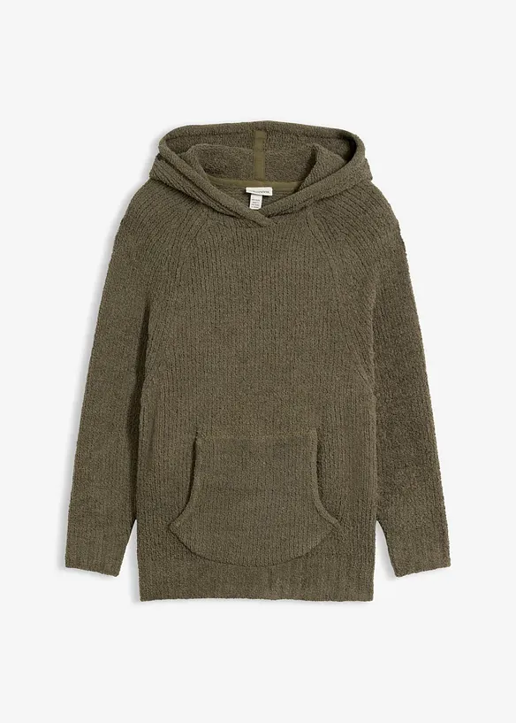 Sweatshirt med huva, av teddyfleece, bonprix