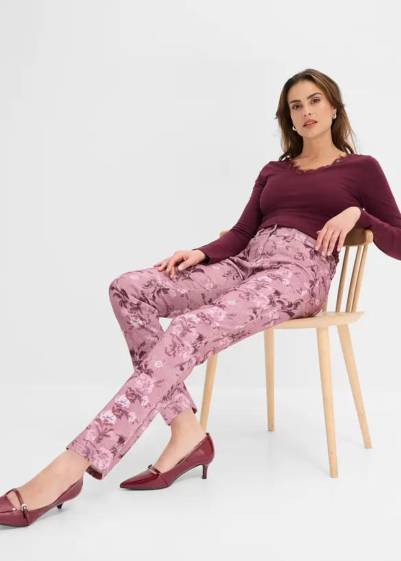 Twillbyxa med blomm&ouml;nster, bonprix