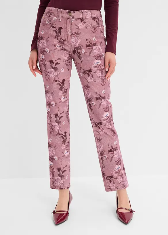 Twillbyxa med blomm&ouml;nster, bonprix