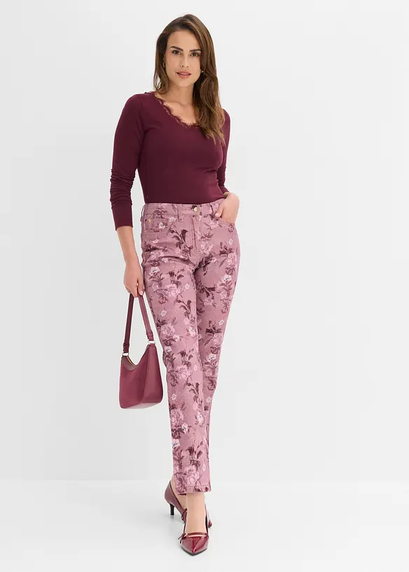Twillbyxa med blomm&ouml;nster, bonprix
