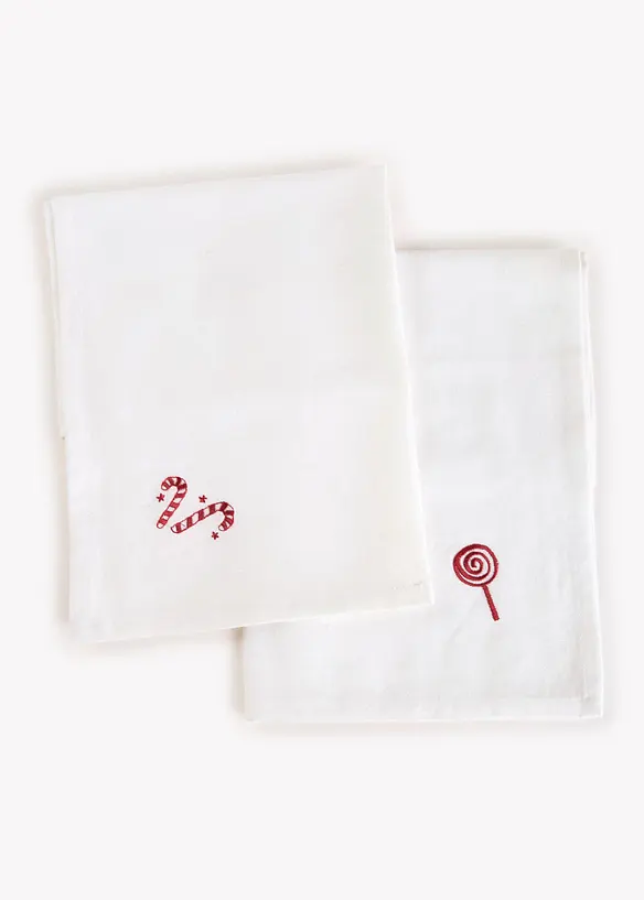 Tygservetter av ekologisk bomull med broderi (4-pack), bonprix