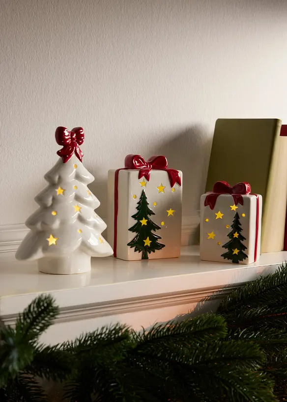 Prydnadsf&ouml;rem&aring;l med LED-belysning &ndash; julklappar (2 delar), bonprix