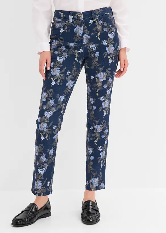 Twillbyxa med blomm&ouml;nster, bonprix