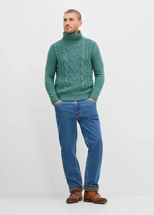 Classic Fit Jeans med mjukt flanellfoder, Straight, bonprix