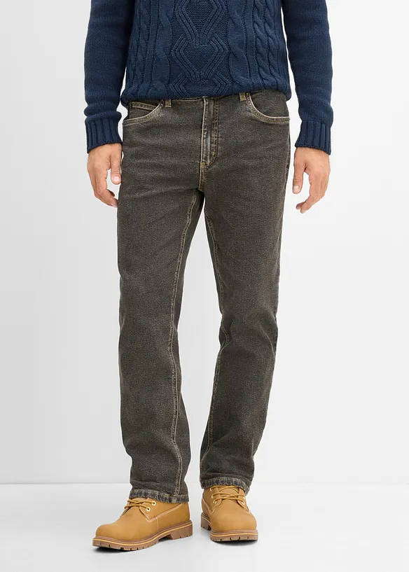 Classic Fit Jeans med mjukt flanellfoder, Straight, bonprix