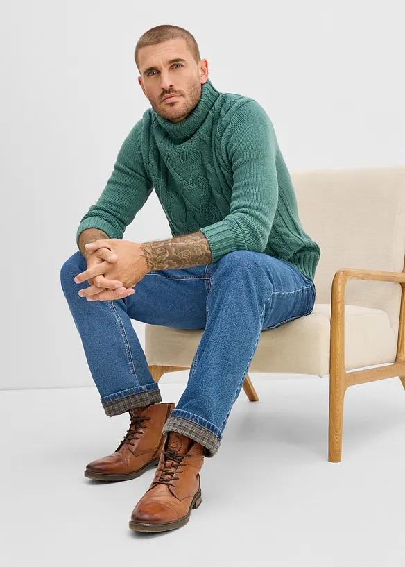 Classic Fit Jeans med mjukt flanellfoder, Straight, bonprix