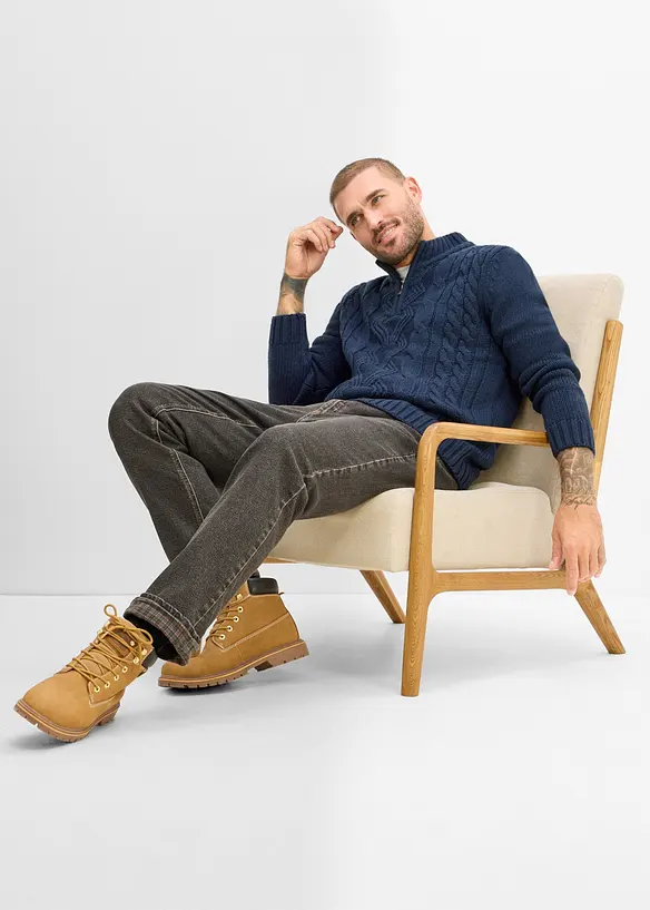 Classic Fit Jeans med mjukt flanellfoder, Straight, bonprix