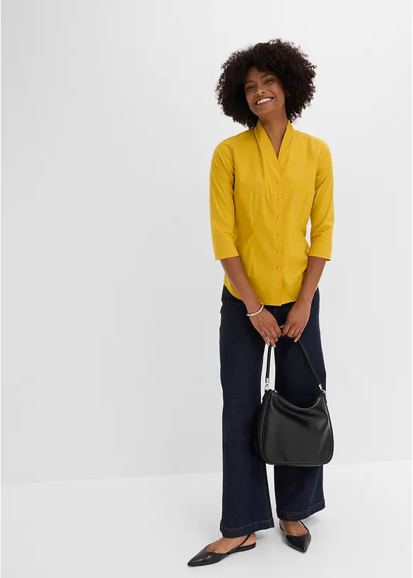 Blus med sjalkrage, bonprix