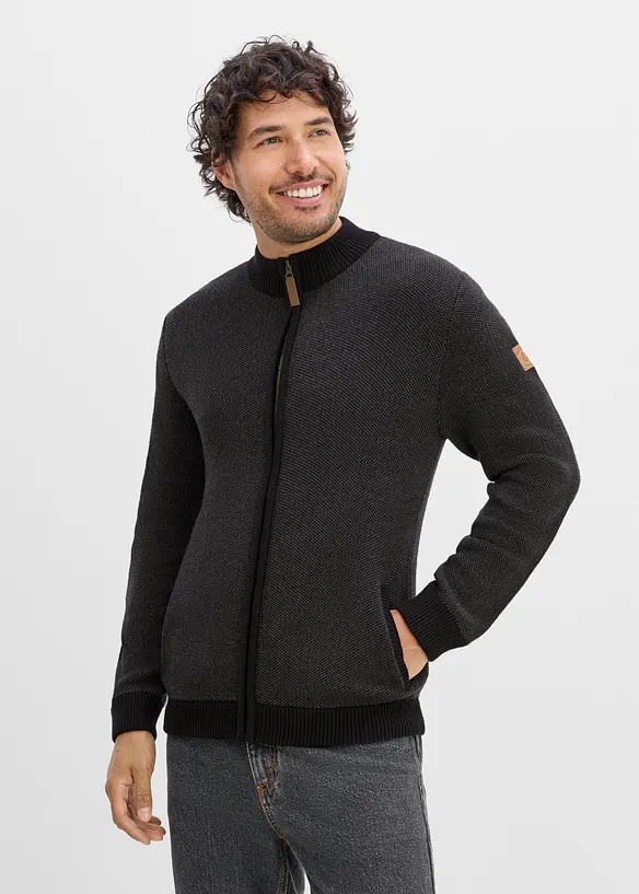 Grovstickad cardigan i bomull, bonprix