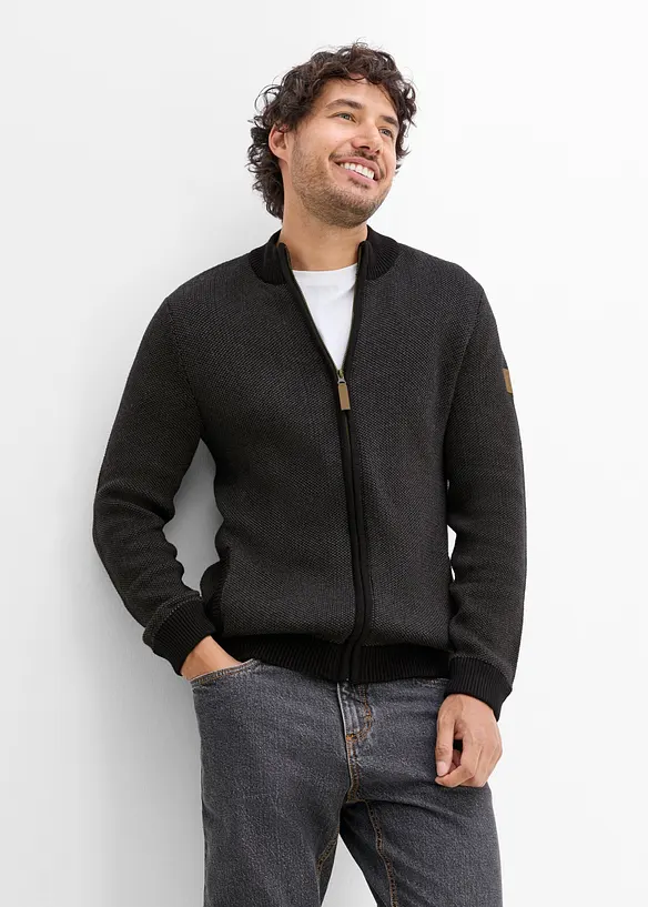 Grovstickad cardigan i bomull, bonprix