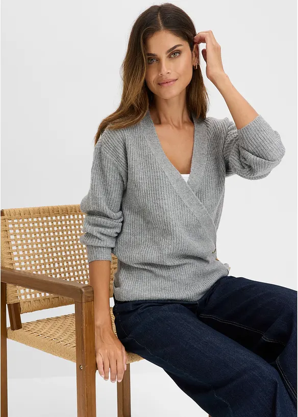 Oversizetr&ouml;ja med omlottlook, bonprix