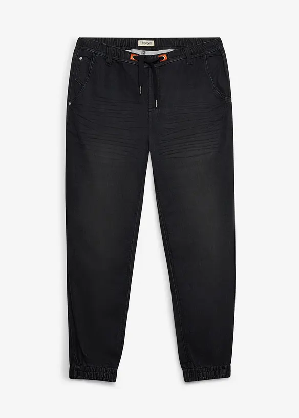 Joggerjeans i Regular fit med res&aring;rmidja, straight, bonprix
