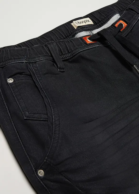 Joggerjeans i Regular fit med res&aring;rmidja, straight, bonprix